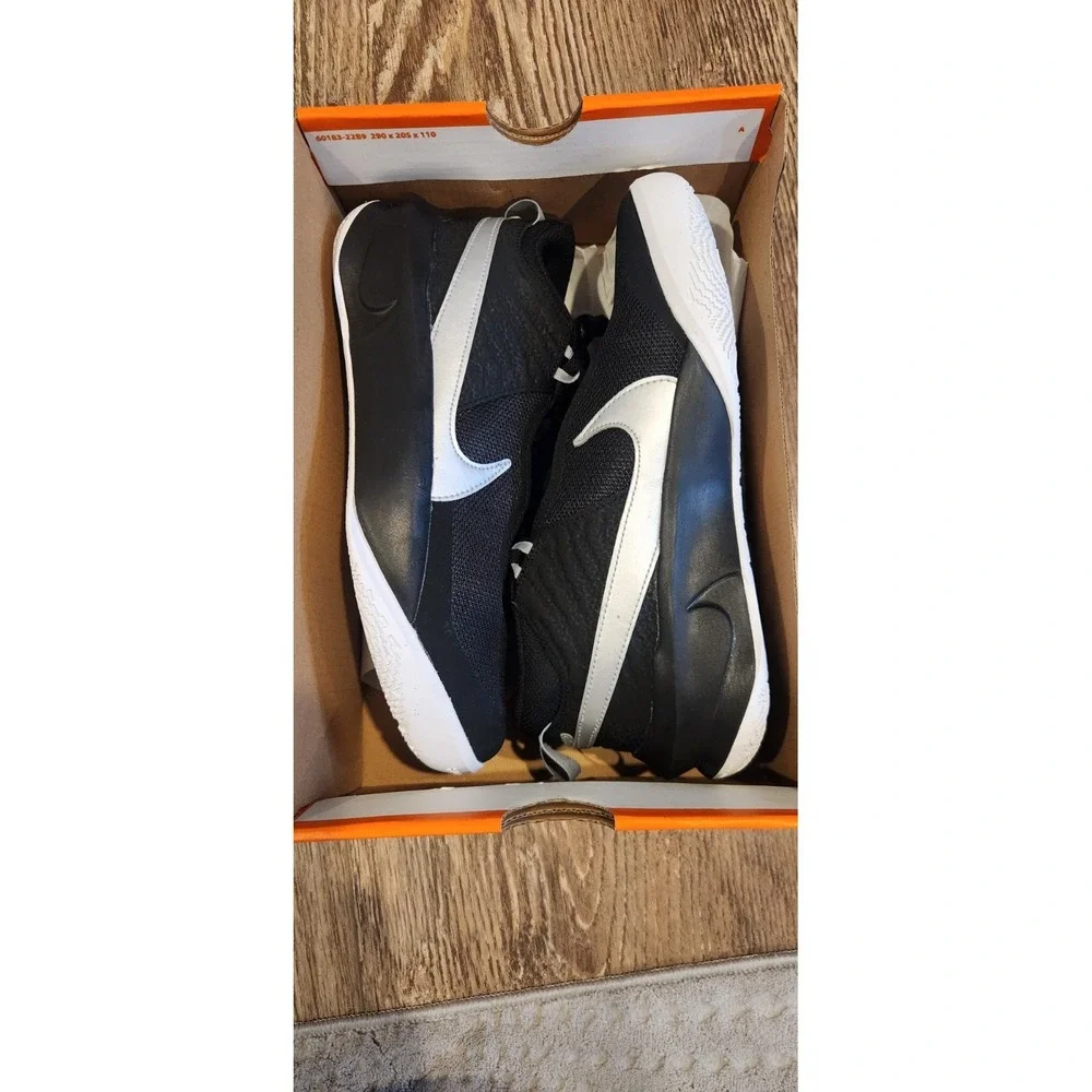 Size 6.5 Y  (GS) - Nike Team Hustle D10 Low Black Metallic Silver